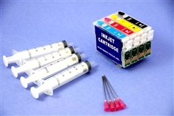 Refillable Ink Cartridge kit  for EPSON Workforce 7010 7510 7520 printers which use T126/T127 Cartridges